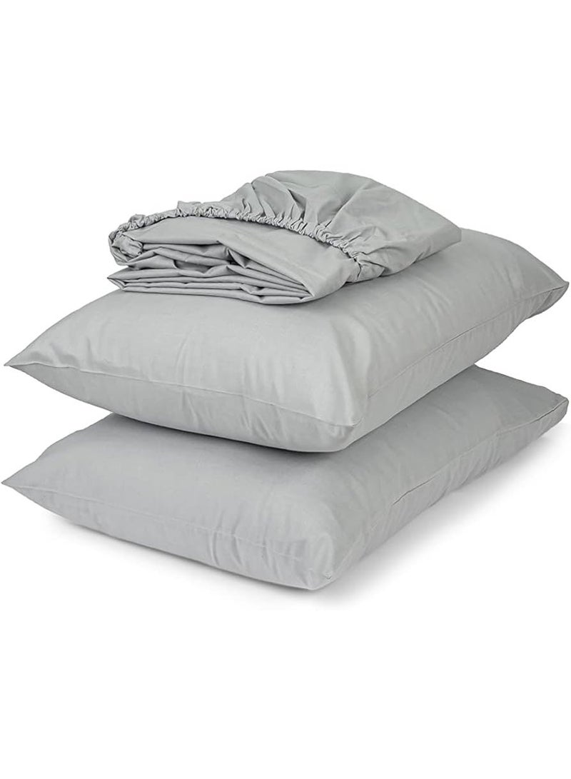 طقم ملاءات سرير فاخر بلون رمادي فاتح مريح (3 قطع) - 160 سم - Image 2